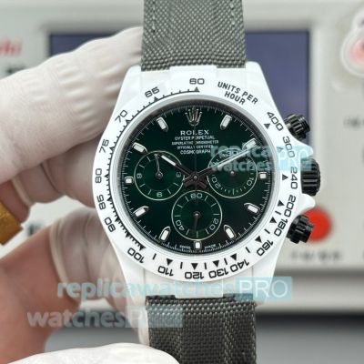 Swiss Clone Rolex Daytona 4801 Green Dial White Ceramic Case Limited Edition Watch 
